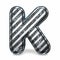 Striped steel black scratched font Letter K 3D
