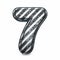 Striped steel black scratched font Number 7 SEVEN 3D