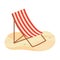 Striped sun lounger on the beach illustration