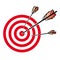 Striped Target with archer arrows
