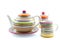 Striped teapot, milk jug and sugar bowl