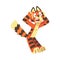 Striped Tiger Character with Orange Fur Shouting with Fear Vector Illustration