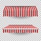 Striped vector awnings for shop, cafe, market or restaurant. Promo design template