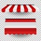 Striped vector awnings for shop, cafe, market or restaurant. Promo design template