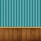 Striped wallpaper with wood paneling