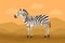 Striped zebra on the background of the wild savannah