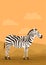 Striped zebra on the background of the wild savannah