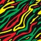 Striped zebra seamless background with yellow, green, red colors. Colors of the Ethiopian flag. Vector