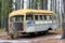 Stripped abandoned bus at a hunters camp on crown land