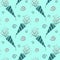 Stripped confetti petards seamless pattern on blue background