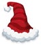 Stripped and Fluffy Santa`s Hat to Celebrate Christmas, Vector Illustration