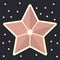 Stripped Red star icon sticker on dark starred background