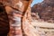 Stripped rock, view from a cave. Petra, Jordan