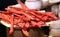 strips of flesh spicy called coppiette typical culinary specialties of Lazio in Italy