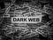 Strips of newspaper with the words Dark Web typed on them. Black and white