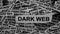 Strips of newspaper with the words Dark Web typed on them. Black and white.