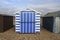 Stripy Blue and White Beach hut on Hayling Island