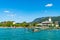 Strobl town across Lake Wolfgangsee, Austria