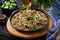 Stroganoff chicken liver with mushrooms