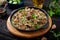 Stroganoff chicken liver with mushrooms