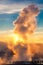 Strokkur geyser erupts at sunrise