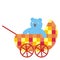 Stroller and blue bear, vector illustration