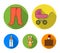 Stroller, bottle with a pacifier, toy, sliders.Baby born set collection icons in flat style vector symbol stock