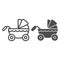 Stroller line and glyph icon. Kid carriage vector illustration isolated on white. Pram outline style design, designed