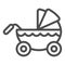 Stroller line icon. Kid carriage vector illustration isolated on white. Pram outline style design, designed for web and