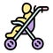 Stroller pram icon, outline style