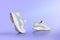 Strolling sports shoes on lilac color background. Sneakers or trainers isolated. Athletic shoes. fitness, sport