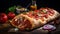 Stromboli pizza, a rolled delight with crispy crust, stuffed with Italian meats, cheeses, and herbs