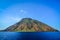 Stromboli volcanic island in Lipari viewed from the ocean, Sicily