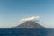 Stromboli vulcano at Eolie Island, on  a summer day in Sicily, Italy