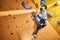 Strong active man with physical disability enjoys bouldering hobby