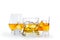 Strong alcohol drinks - whiskey, bourbon, scotch on white background