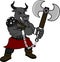 Strong angry bull gladiator warrior cartoon illustration