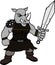 Strong angry rhino gladiator warrior cartoon illustration