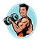 Strong athletic man raises heavy dumbbells with his hands. gym,body-building concept. vector illustration