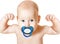 Strong Baby with Pacifier Raising Up Arms, Sport Kid, White