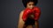 Strong Black Woman Athlete with boxing gloves