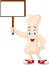 Strong bone cartoon character holding blank sign