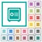 Strong box with key code flat color icons with quadrant frames