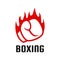 Strong boxing gloves with fire spirit logo design