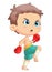 The strong boy is doing some kick in boxing area to beat enemy