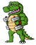 Strong Crocodile Lifting Dumbbell Cartoon character