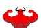 Strong demon with horns. Powerful red devil. Satan bodybuilder