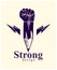 Strong design or art power concept shown as a pencil with clenched fist combined into symbol, vector logo or creative conceptual