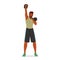 Strong And Determined Fitness Man Lifting A Kettlebells. Male Character Showcasing Strength, Endurance