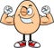Strong Egg Cartoon Character Winking And Showing Muscle Arms